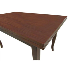 Tavolo estensibile, in legno color noce, cm 140x80x79.50, con 2 allunghe da 40 cm