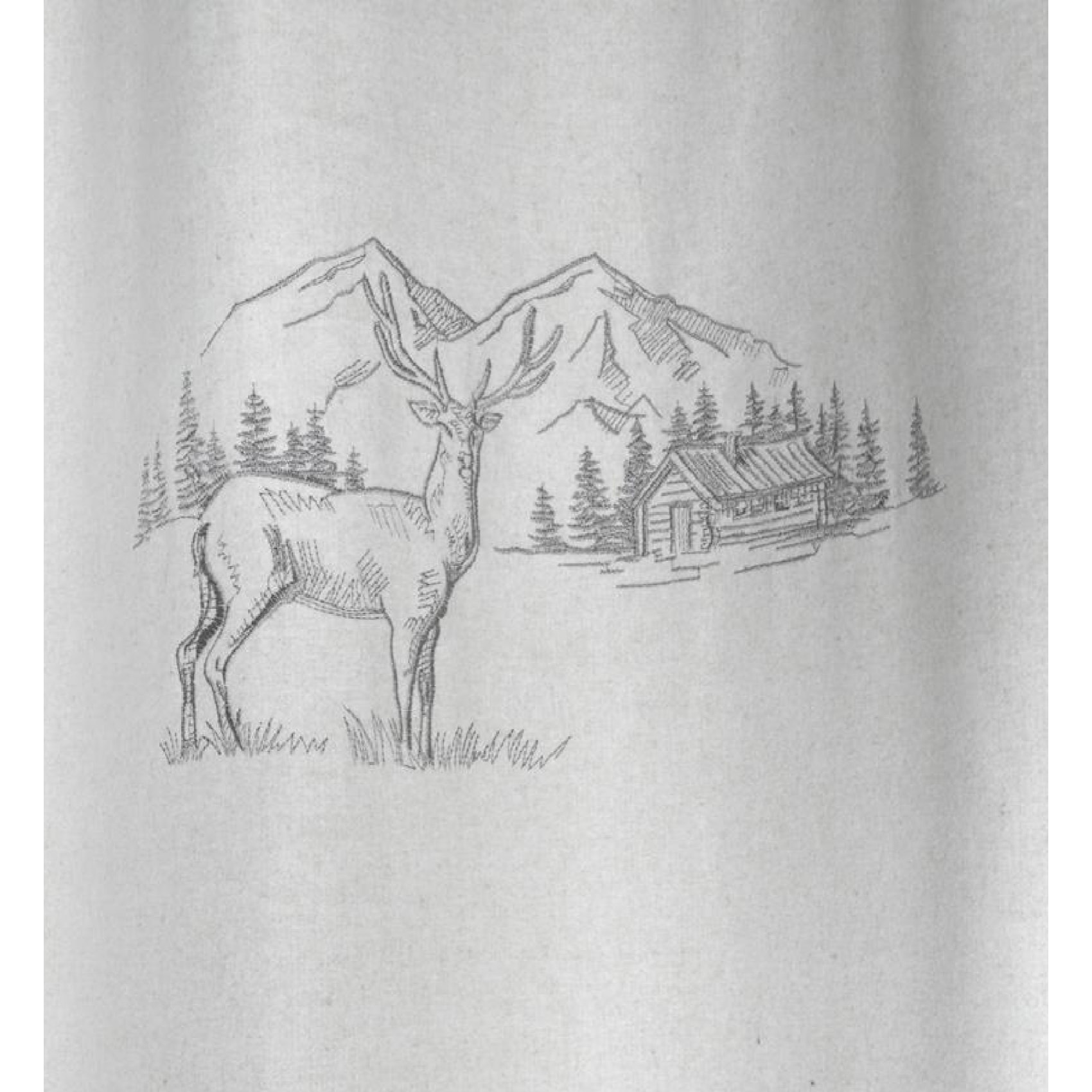 Rideau cerf esprit chalet  - Effet laine brodé - Naturel