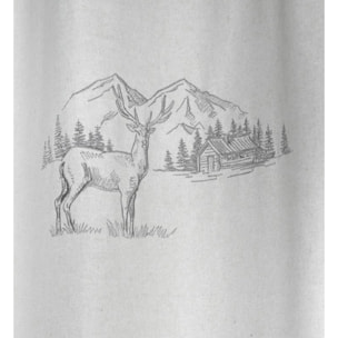 Rideau cerf esprit chalet  - Effet laine brodé - Naturel