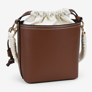 Bolso cubo cuero con asa trenzada