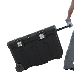 Coffre de chantier roulant 190L, grande capacité, plateau porte-outils