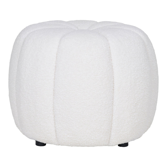 Pouf Paisley Teddy Bianco Panna — Ø48×38 cm, HN1259