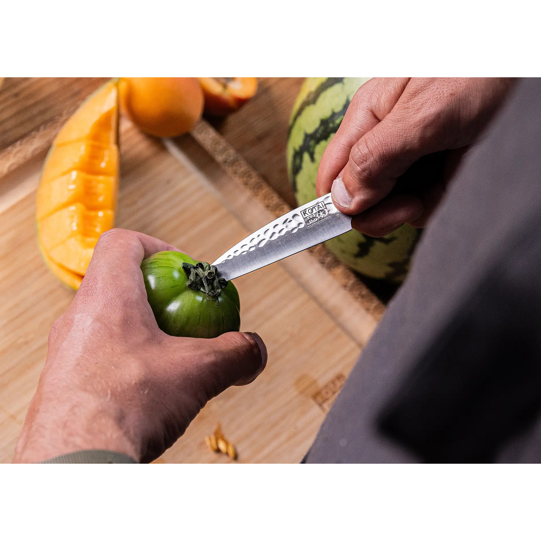 Cuchillo mondador martillado | acero 440C | L: 9 cm