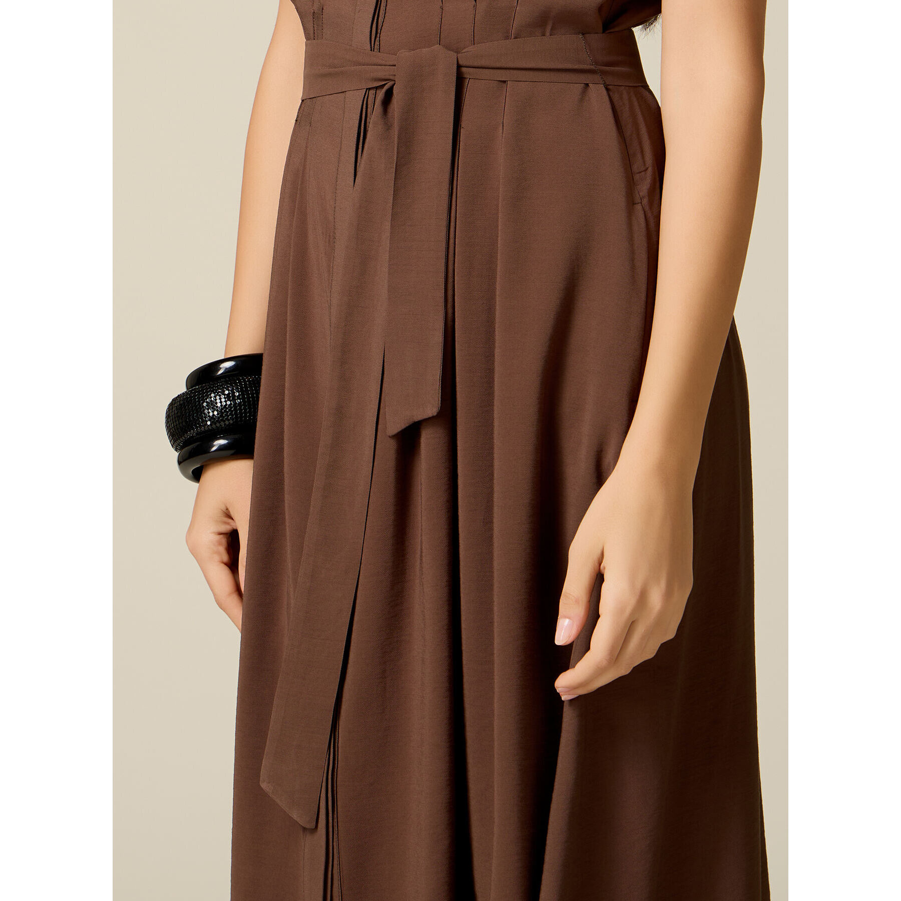 Oltre - Vestito midi maniche a kimono - Marrone