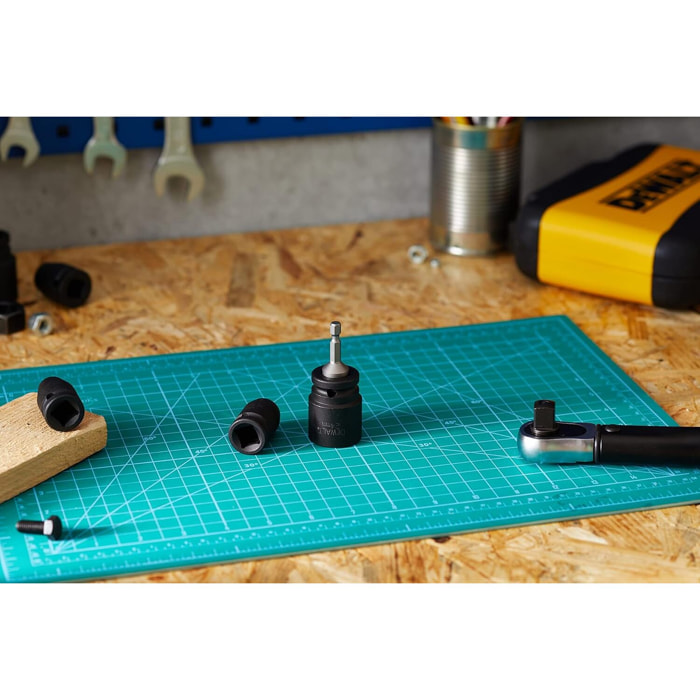 Coffret de 8 douilles à choc + Adaptateur 1/4' hexagonal vers 1/2' carré - DEWALT - DT7507-QZ