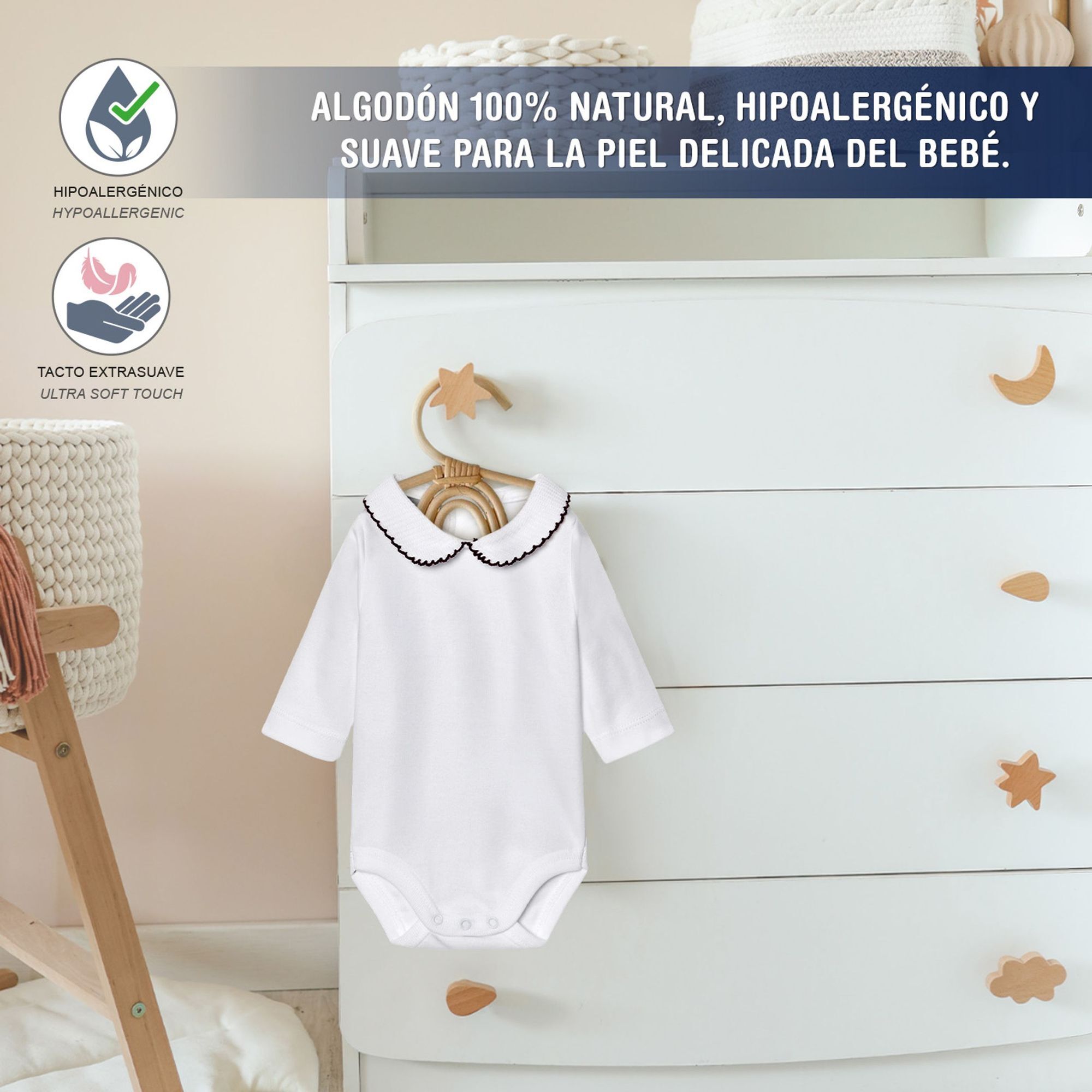 Body bebé manga larga cuello polo piqué