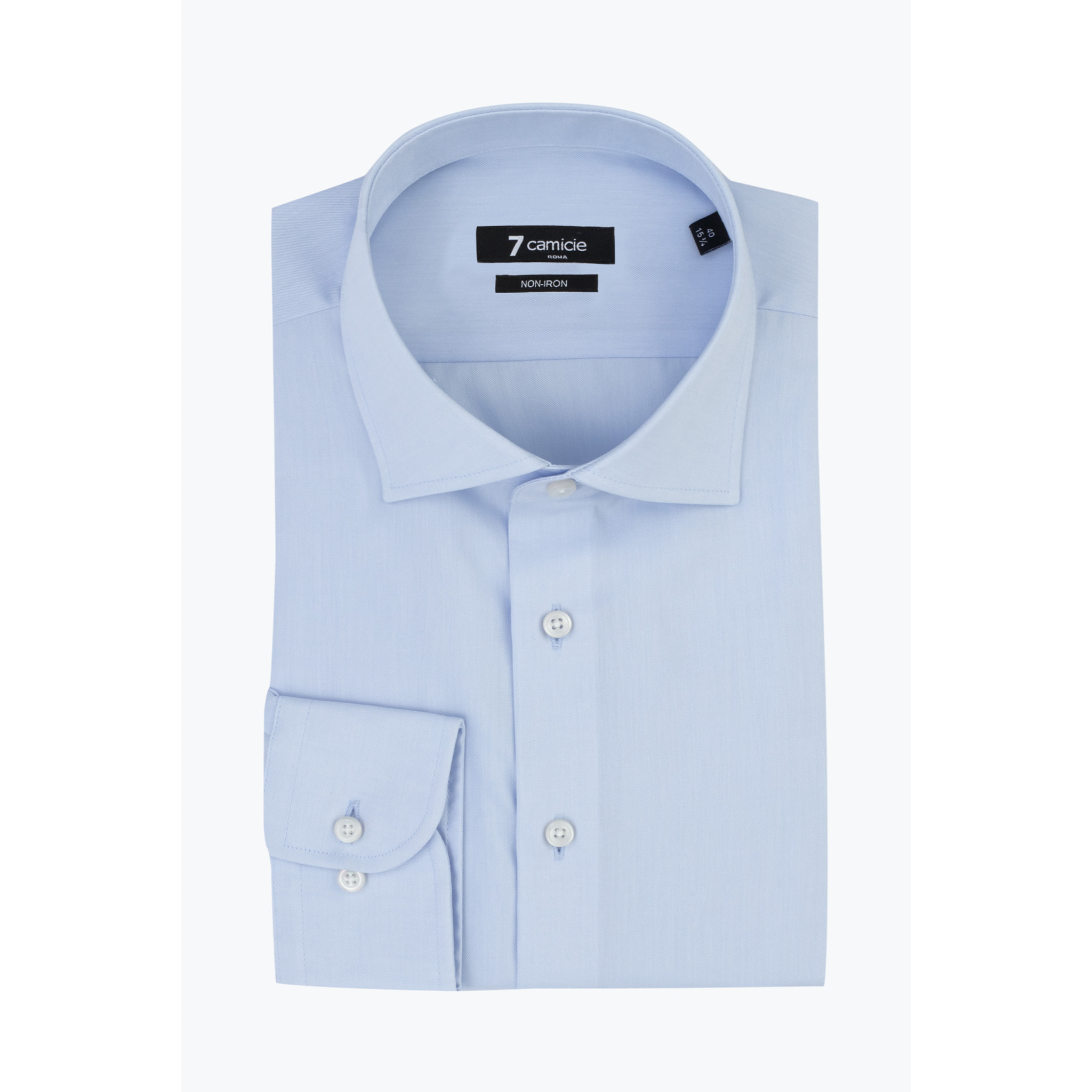 Camicia Uomo 1 Bottone Francese Taylor Fit Twill Unito Celeste