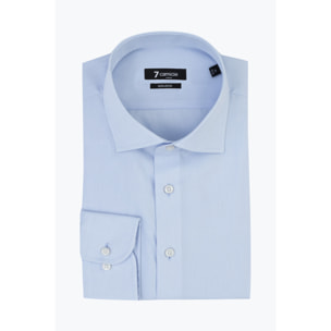 Camicia Uomo 1 Bottone Francese Taylor Fit Twill Unito Celeste