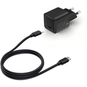 Chargeur + câble ESSENTIELB 20W charge rapide USB-C + Câble USB-C 1M