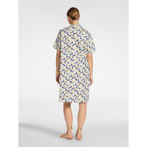 Elena Mirò - Vestido en popelín estampado - Azul