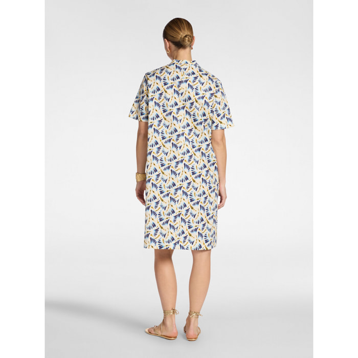 Elena Mirò - Vestido en popelín estampado - Azul