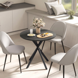 Table ronde style industriel bois métal 2 pers. dia. 80 cm noir
