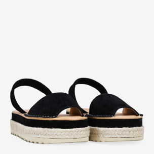 Alpargatas negras en piel con esparto