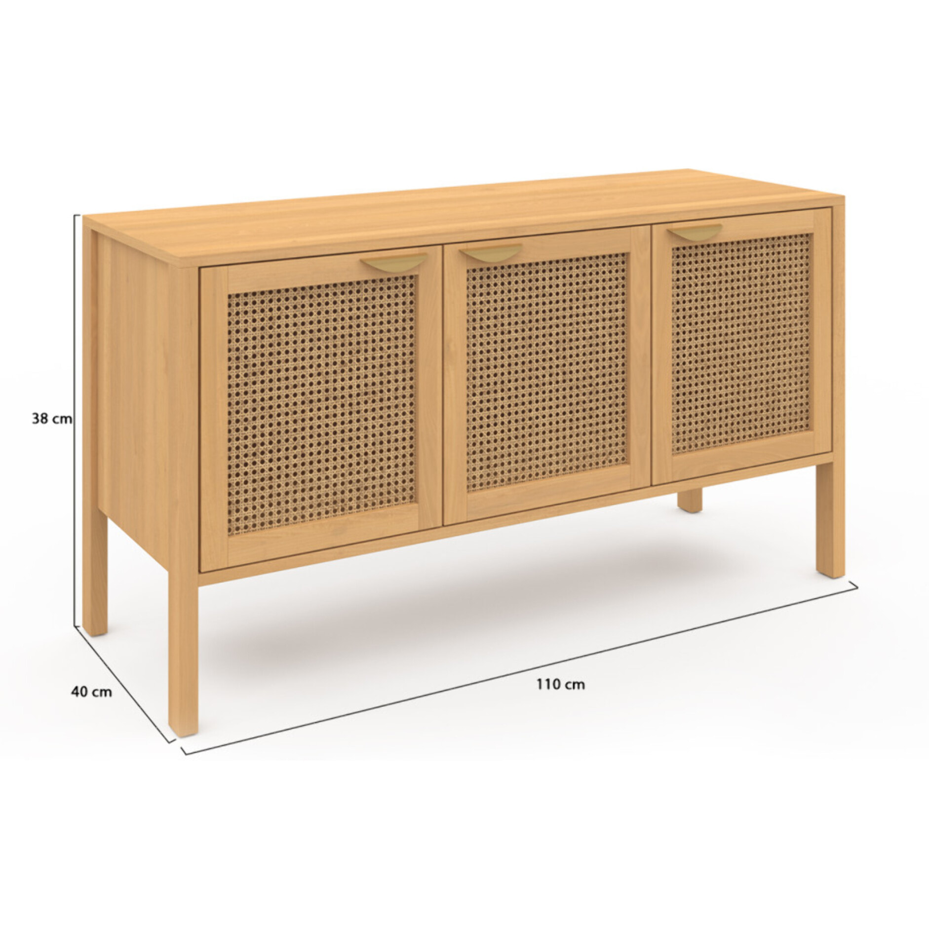 Buffet Eve 3 portes en cannage L110cm