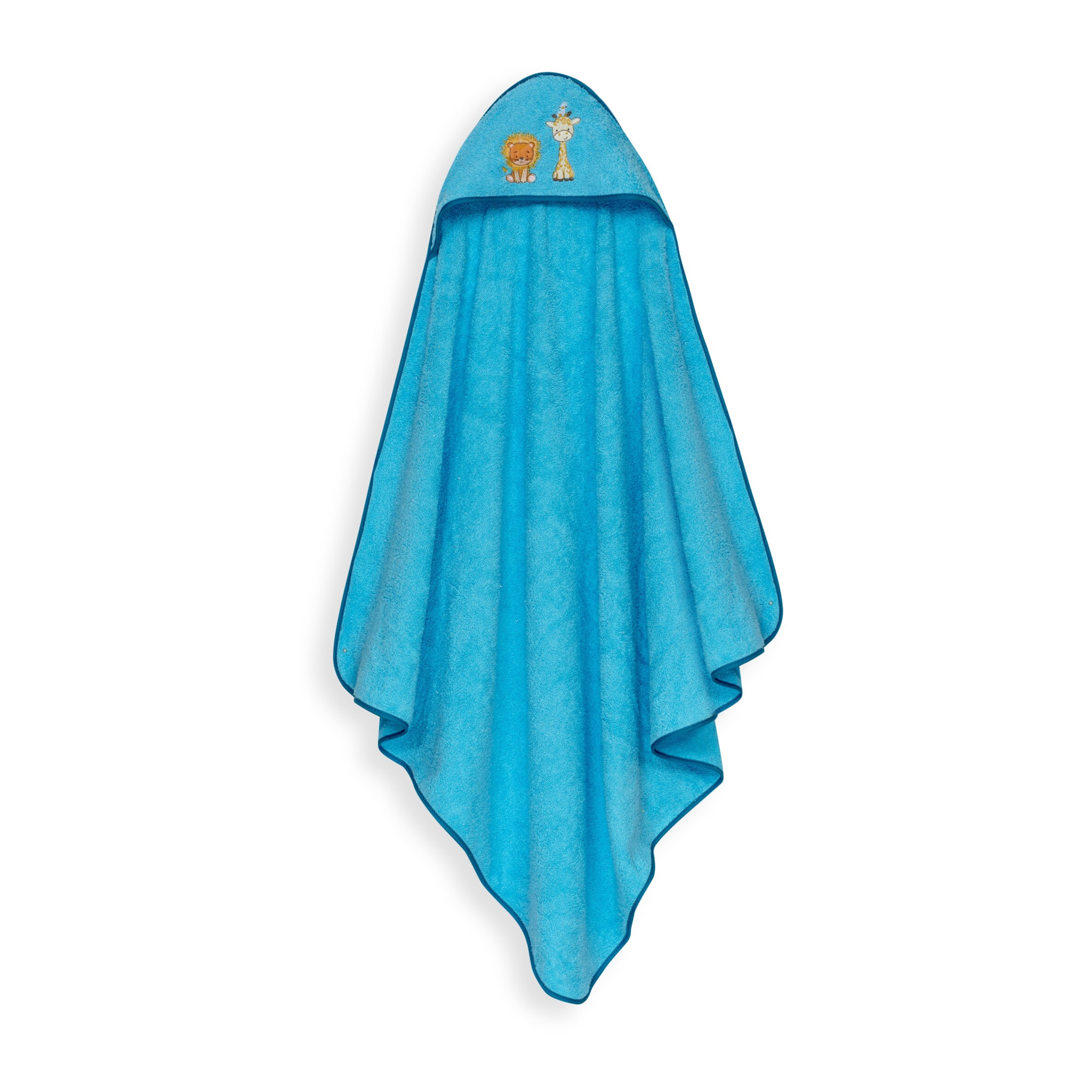 Capa Baño 1X1 Mod Leon Jirafa Pajarito+Gorro Turquesa