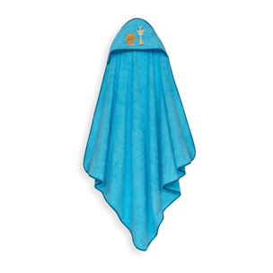 Capa Baño 1X1 Mod Leon Jirafa Pajarito+Gorro Turquesa