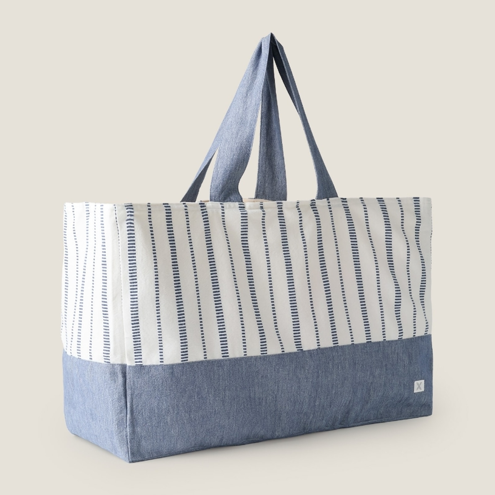 Bolsa grande algodón tejido Geminu color azul