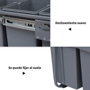 Cubos de Basura Extraíbles para Cocina 3 Contenedores de Reciclaje 1x20L 2x10L