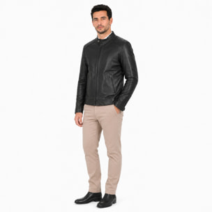 Giubbino in vera pelle di vitello Nero