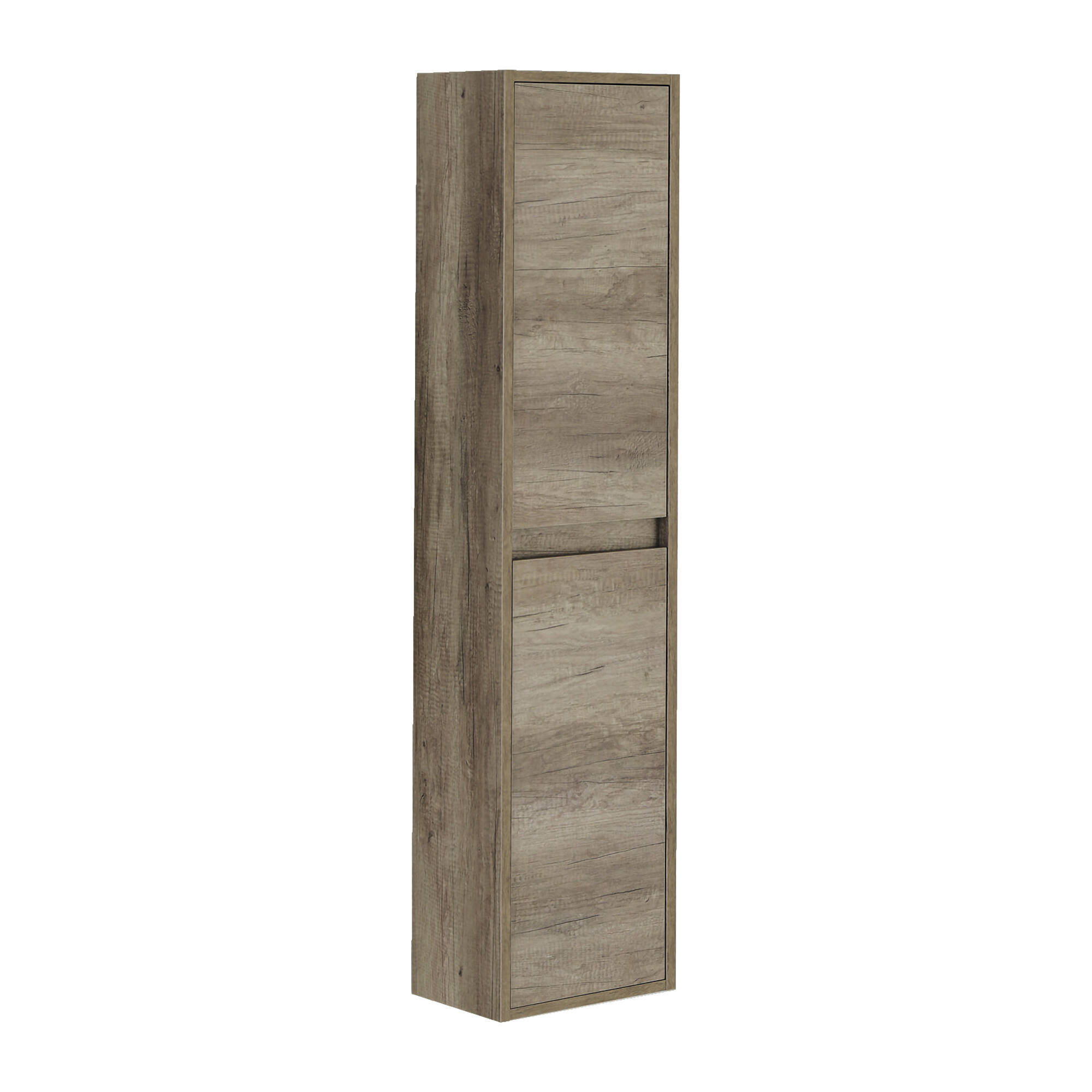 Mobile colonna Aladin, Mobile bagno a 2 ante, Armadio pensile sospeso, Mobiletto multiuso moderno, 30x26h140 cm, Quercia