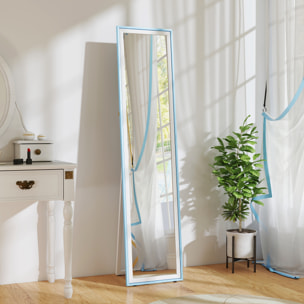 Espejo de Pie Cuerpo Entero 157x37 cm, Espejo Grande de Pared con Marco Bicolor, de Pie, Inclinado o Colgante, para Salón, Dormitorio, Pasillo, Entrada, Blanco y Azul