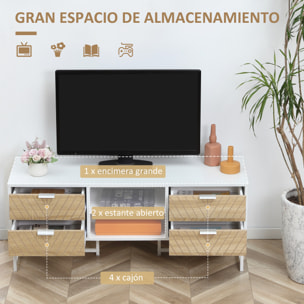 Conjunto para el Hogar Incluye 1 Mueble de TV para Televisores de hasta 47 Pulgadas 1 Mesa de Consola y 1 Mesita Auxiliar con 2 Cajones Blanco y Roble