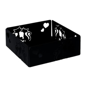 Portatovaglioli in metallo gatti nero quadrato cm16,5x16,5h6