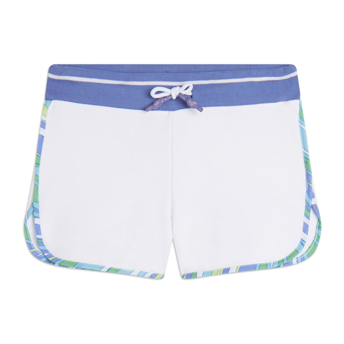 Shorts da bambina in jersey con bordature fantasia tropical