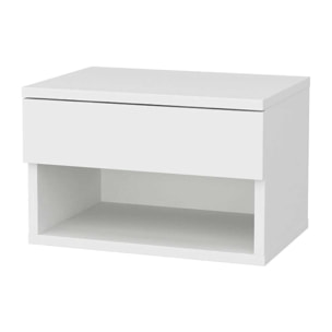 Comodino Dperisa, Comò basso, Tavolino da notte, Mensola da letto, 45x29h32 cm, Bianco