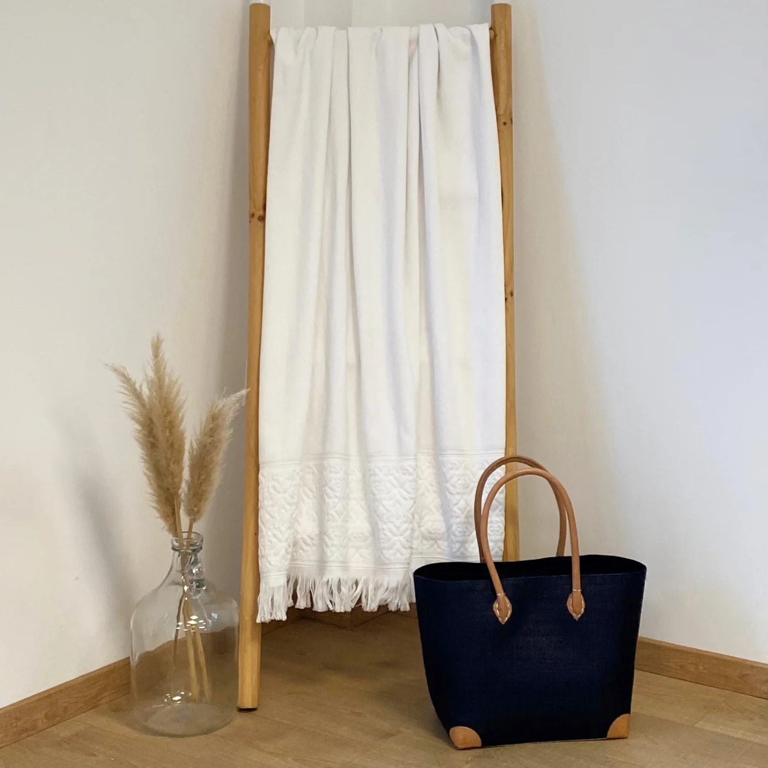 Serviette de bain L éponge velours unie - Romance Blanc - 460g/m²