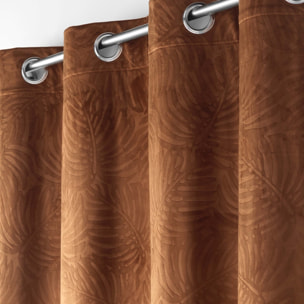 Rideau occultant en velours feuilles de monstera - Marron Clair