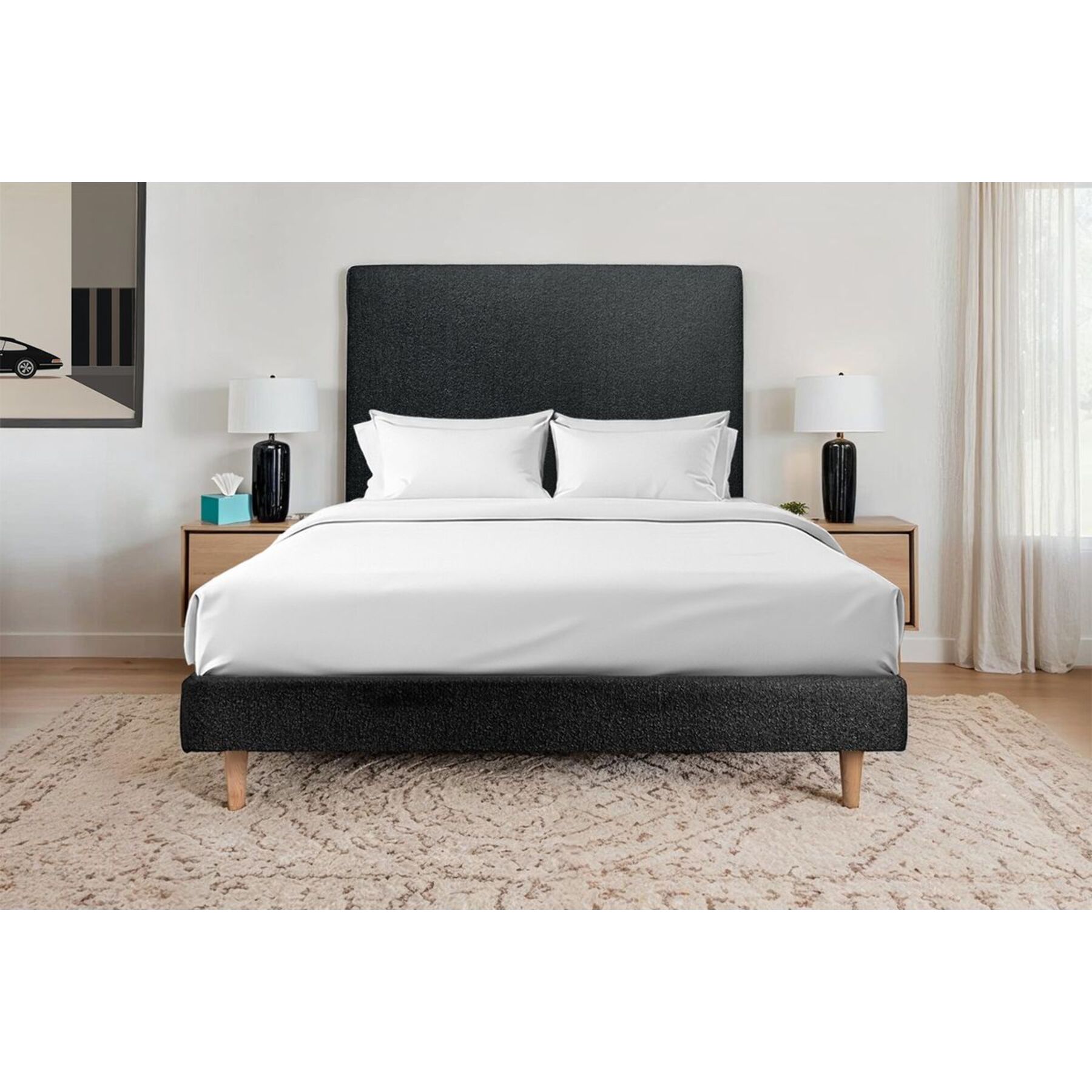 Sommier Tapissier Bouclette Ep14 - pieds bois