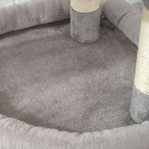 Arbre à chat d'angle H.114cm griffoirs grattoir grande niche plateformes gris