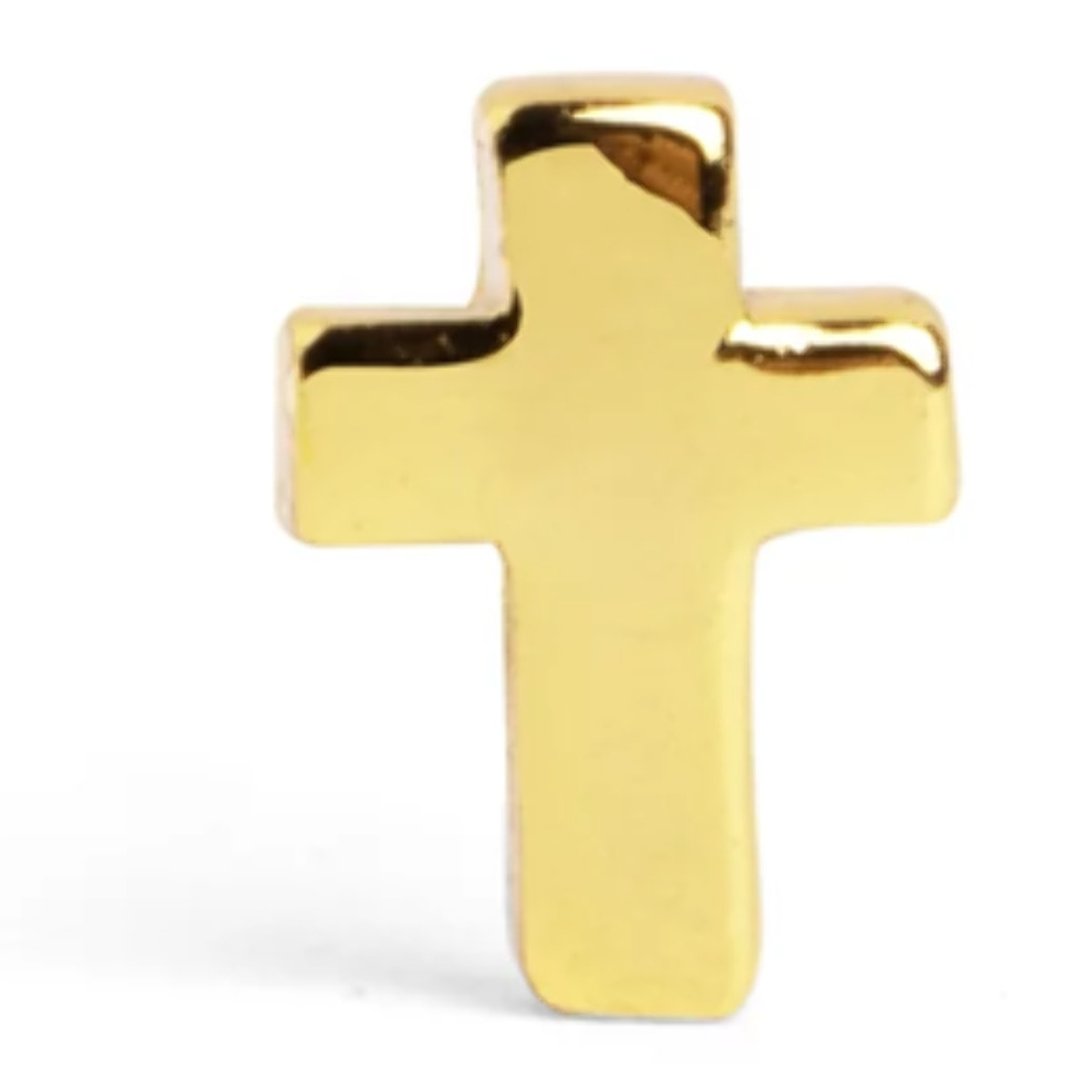 Orecchino singolo Mini Cross Argento Placcato Oro