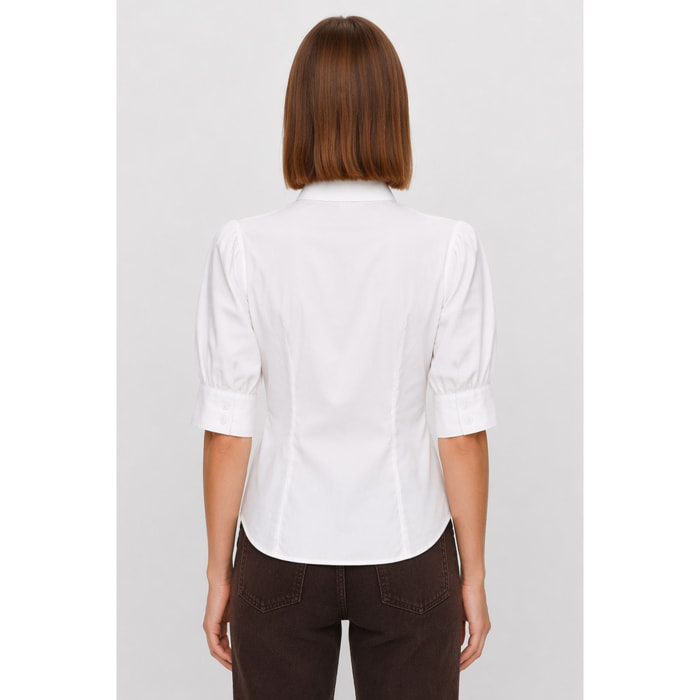 Kocca - Camicia da donna in cotone con maniche corte a sbuffo Donna