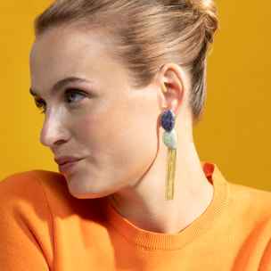 Pendientes con Lacado Azul acabado oro 18k