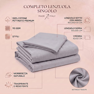 Completo lenzuola in cotone - Grigio