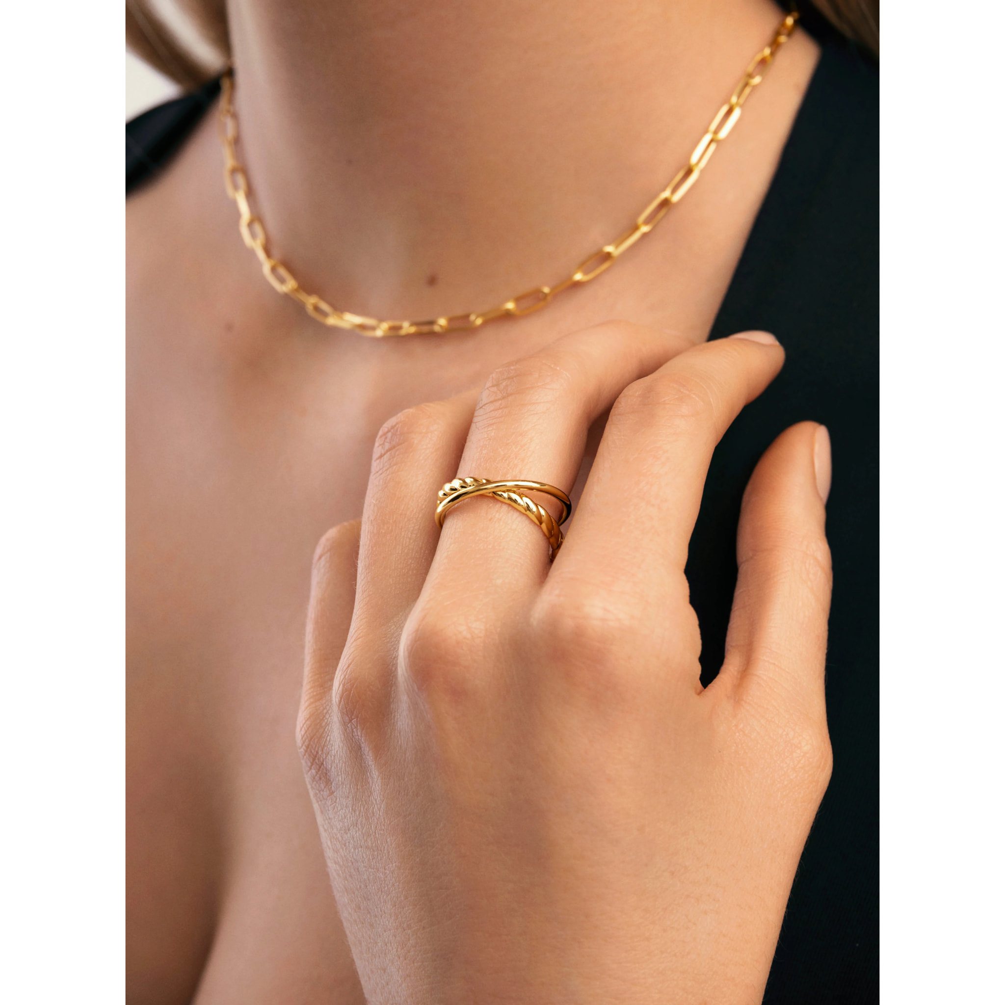 Anillo Story Acero Baño Oro