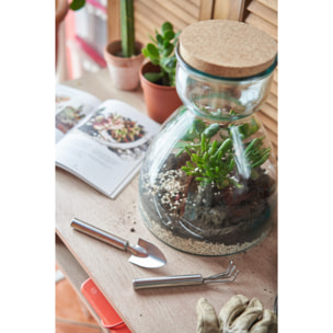 Terrarium in vetro riciclato con attrezzi inclusi