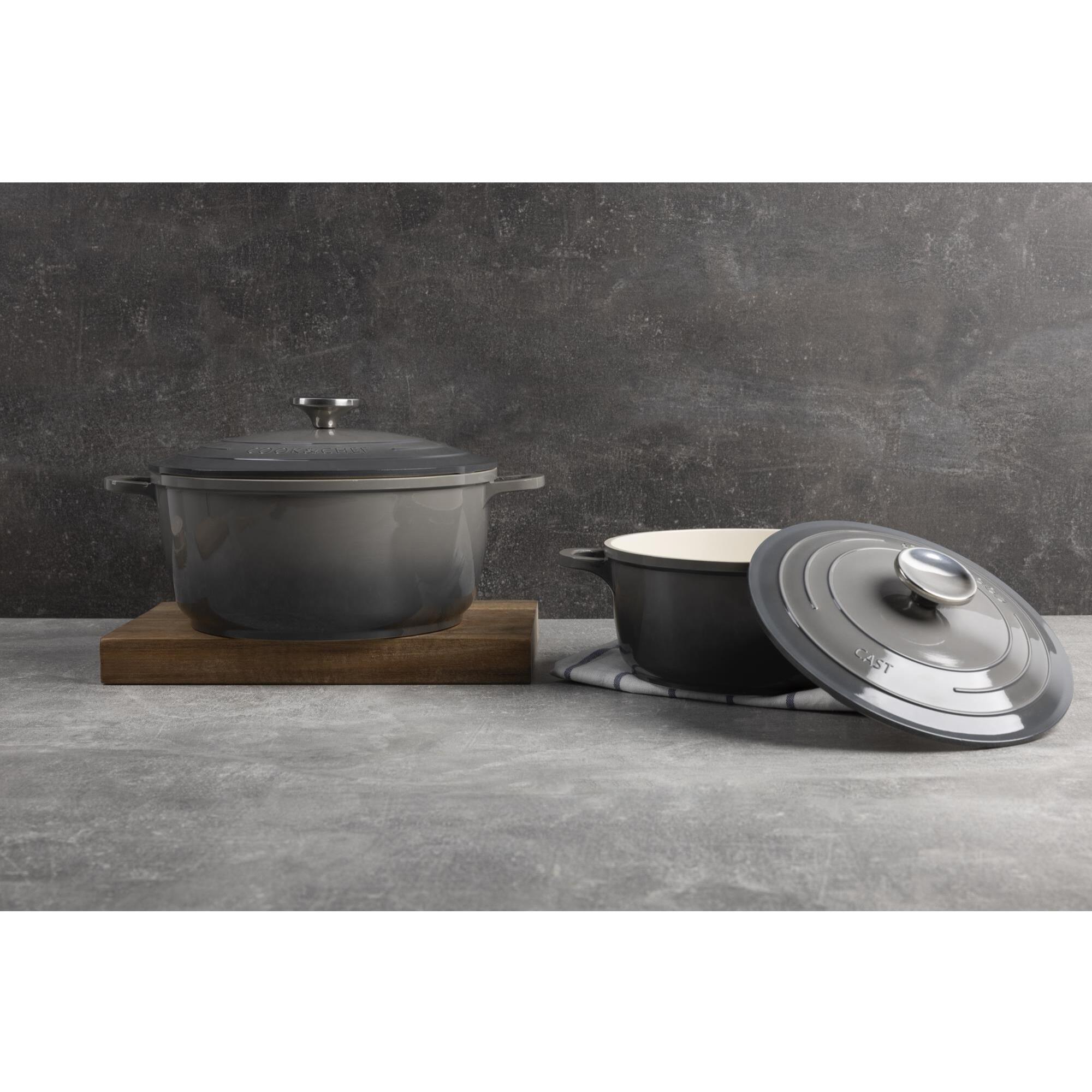 Juego de Cacerola de Ø20cm - 2,4L y Cacerola baja de Ø24cm - 2,3L en aluminio fundido color Gris EXCALIBUR Bergner