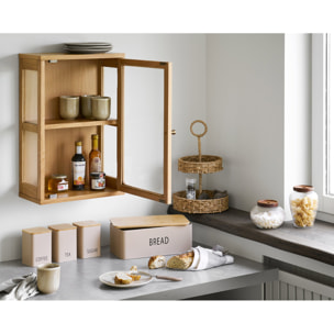 Barattoli Maya in vetro costolato e acacia — set da 2