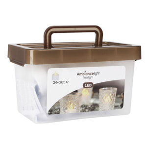 juego de 24 velas led en blanco cálido parpadeante ø3,8cm