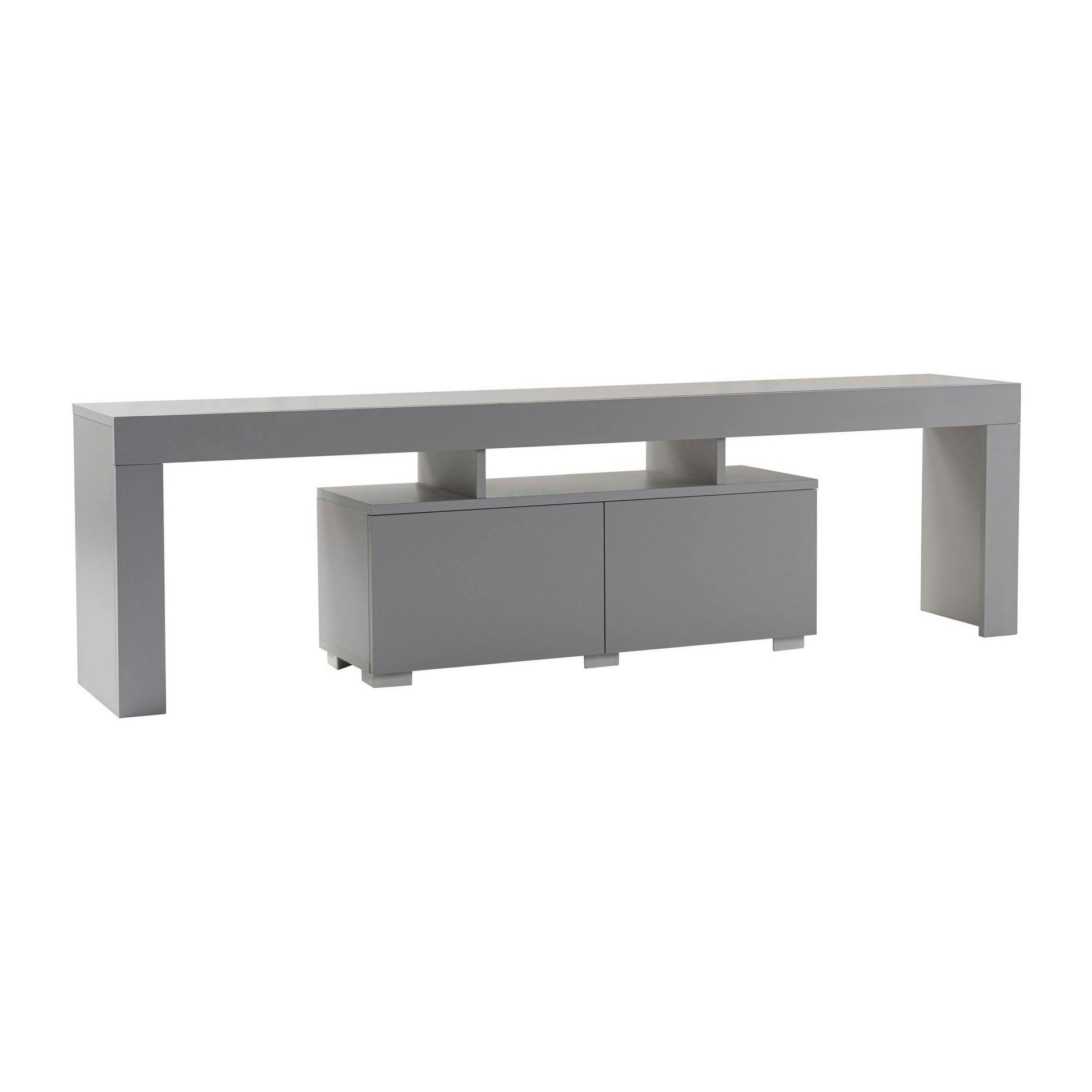 Banc TV moderne avec rangement - gris effet laque MARFA
