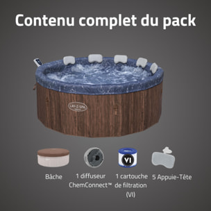 Bestway Spa semi rigide rond Lay-Z-Spa Toronto Smart AirJet Thermacore avec WiFi 5-7 personnes