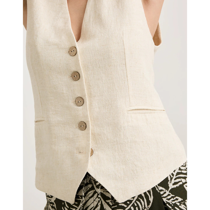 Top Chaleco Lino Beige - Chai