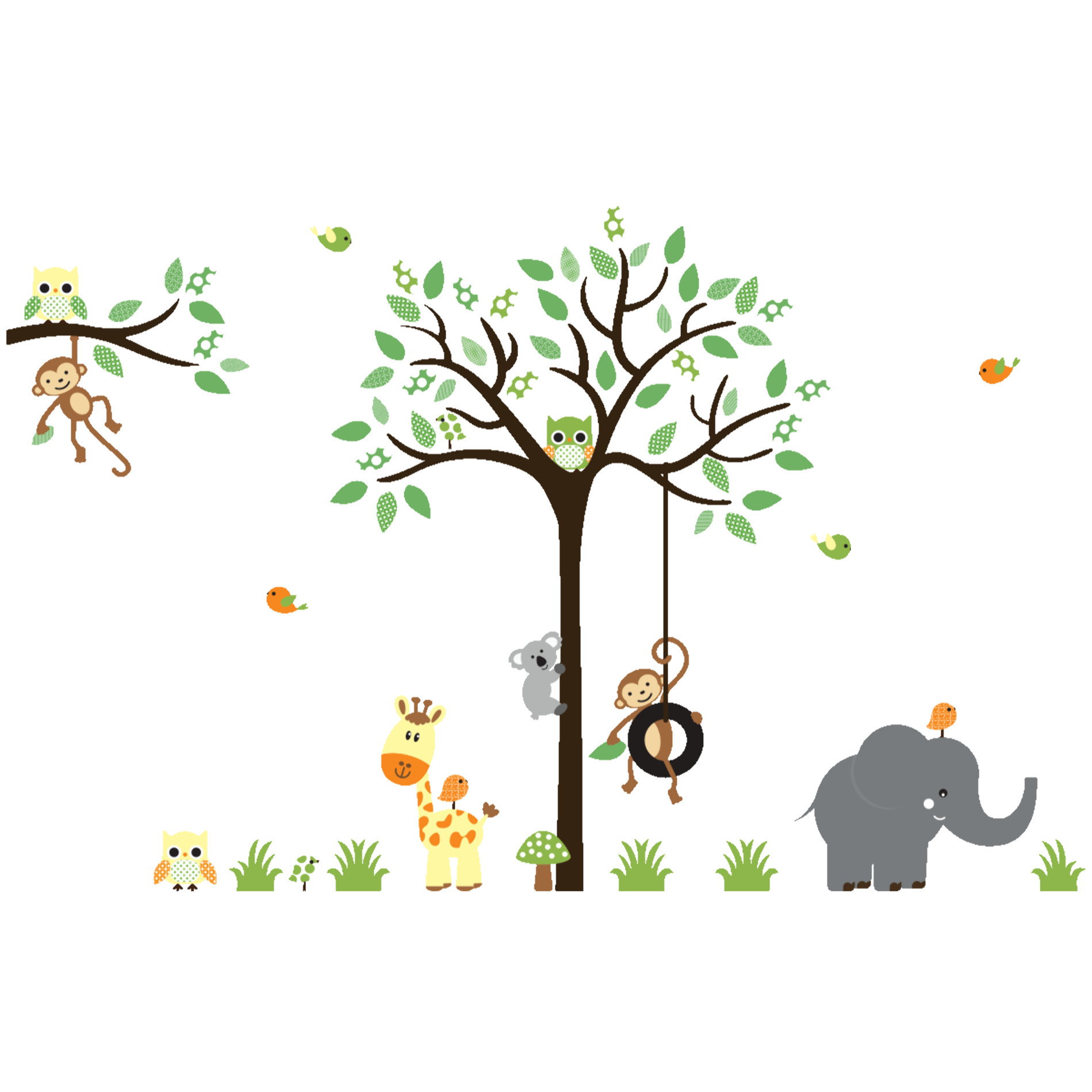 Stickers muraux | Sticker Mural Autocollant - ANIMAUX ÉLÉGANTS DANS LA JUNGLE - Stickers adhésifs
