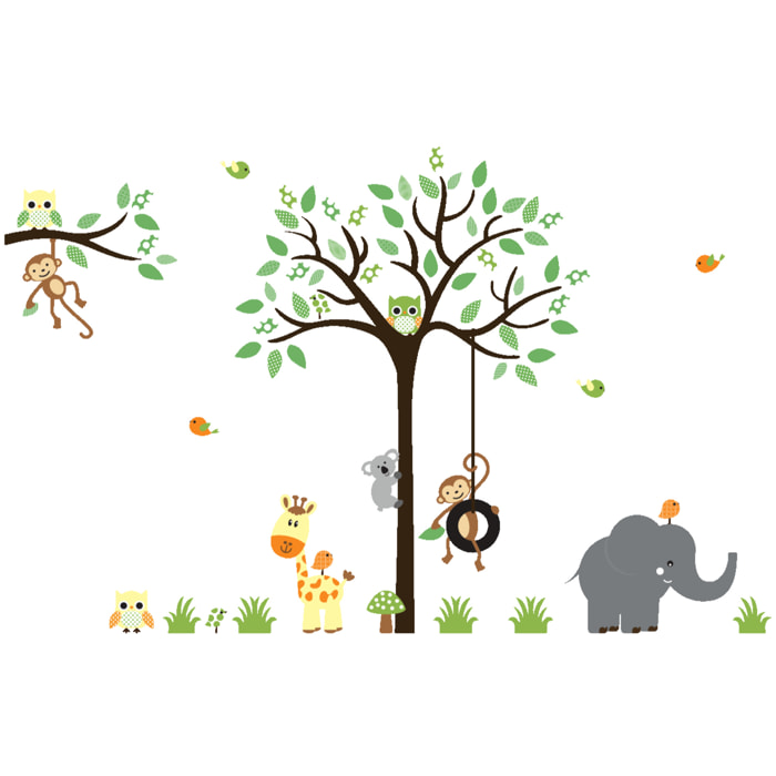 Stickers muraux | Sticker Mural Autocollant - ANIMAUX ÉLÉGANTS DANS LA JUNGLE - Stickers adhésifs