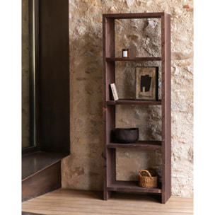 Estantería de madera maciza tono nogal de 180x60cm Alto: 180 Largo: 60 Ancho: 35