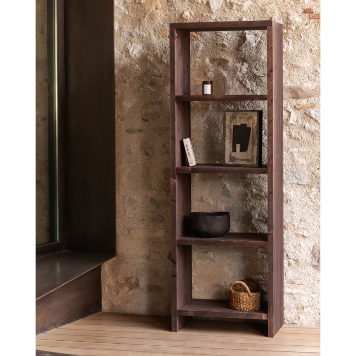 Estantería de madera maciza tono nogal de 180x60cm Alto: 180 Largo: 60 Ancho: 35