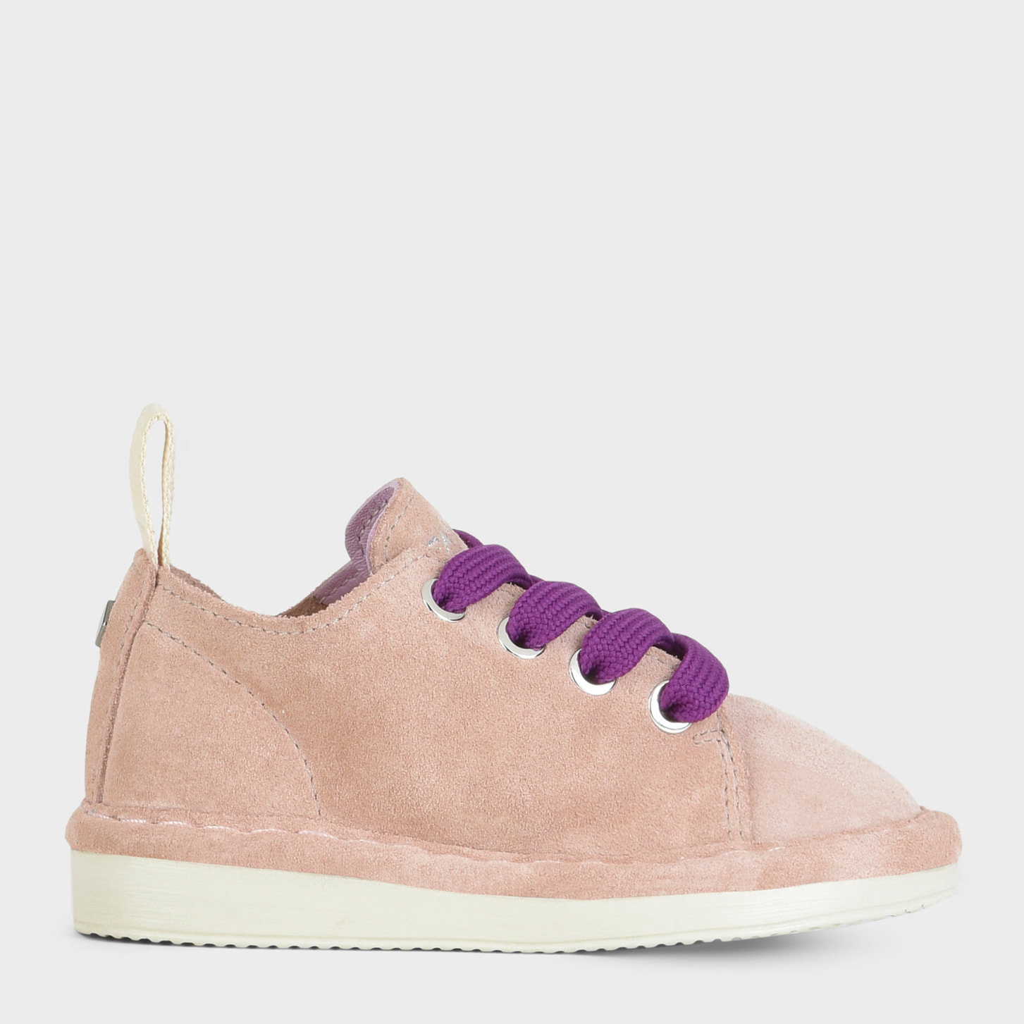 SCARPA ALLACCIATA P01 BIMBO IN SUEDE ROSA CIPRIA-VIOLA PANSE'